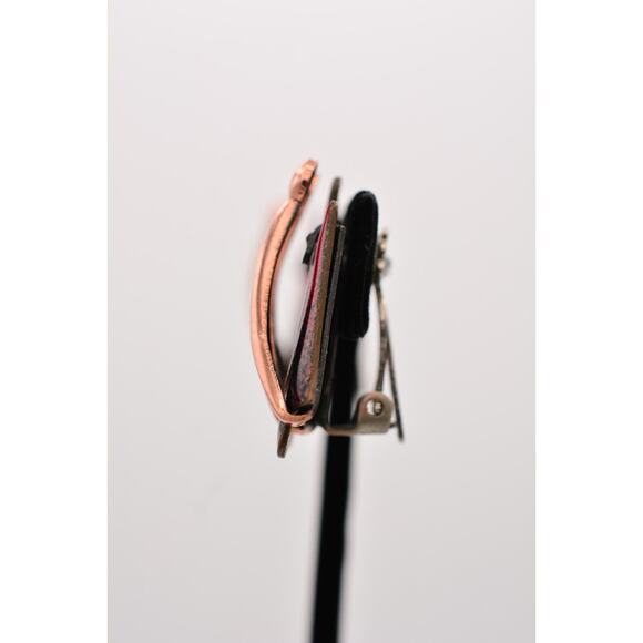 Matisse Renoir Vintage Copper Clip On Earrings Red Black Enamel Signed 60s BinZ - Picture 11 of 12